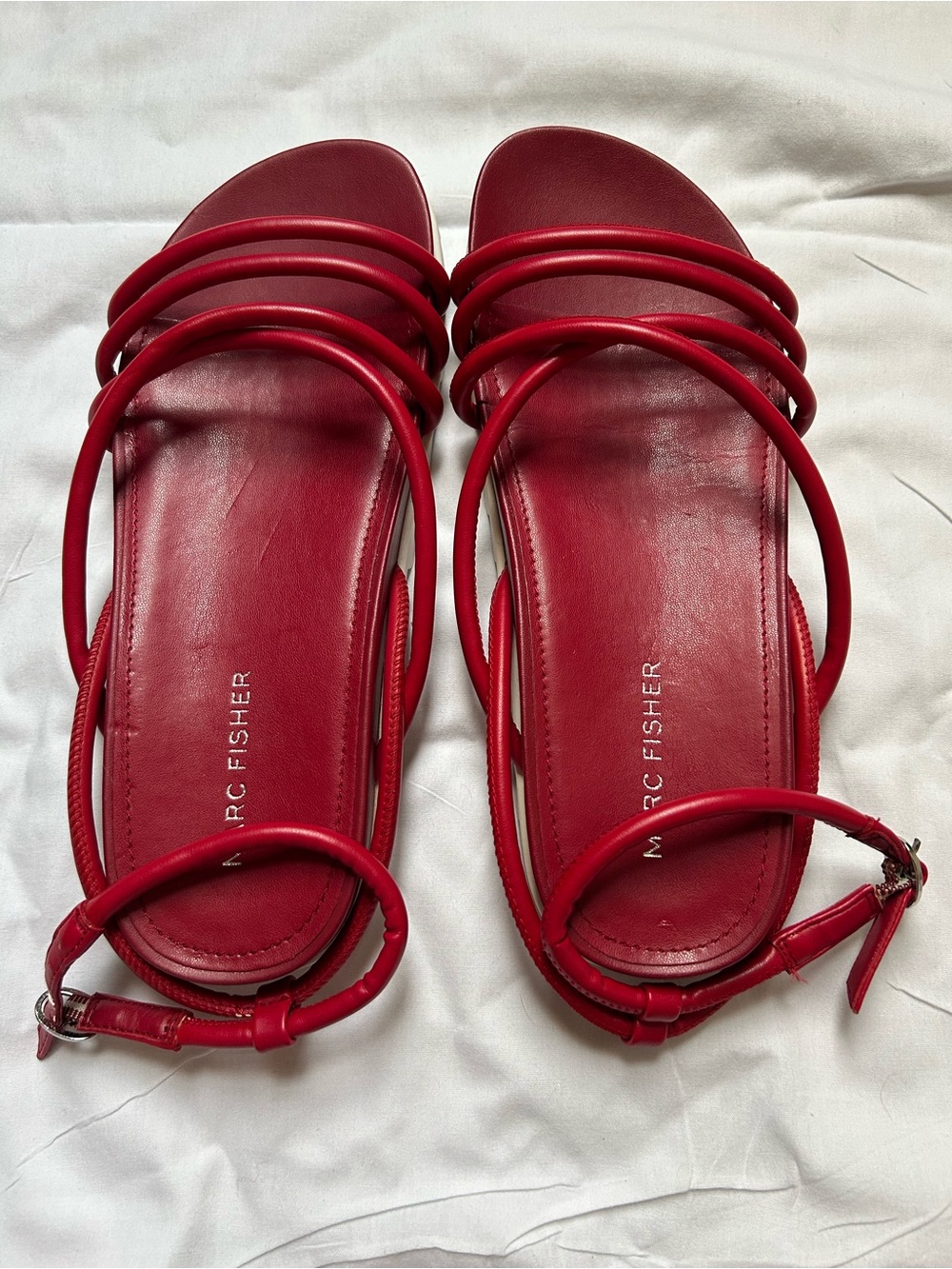 Marc Fisher Red Multi-Strap Ankle Strap Sandals